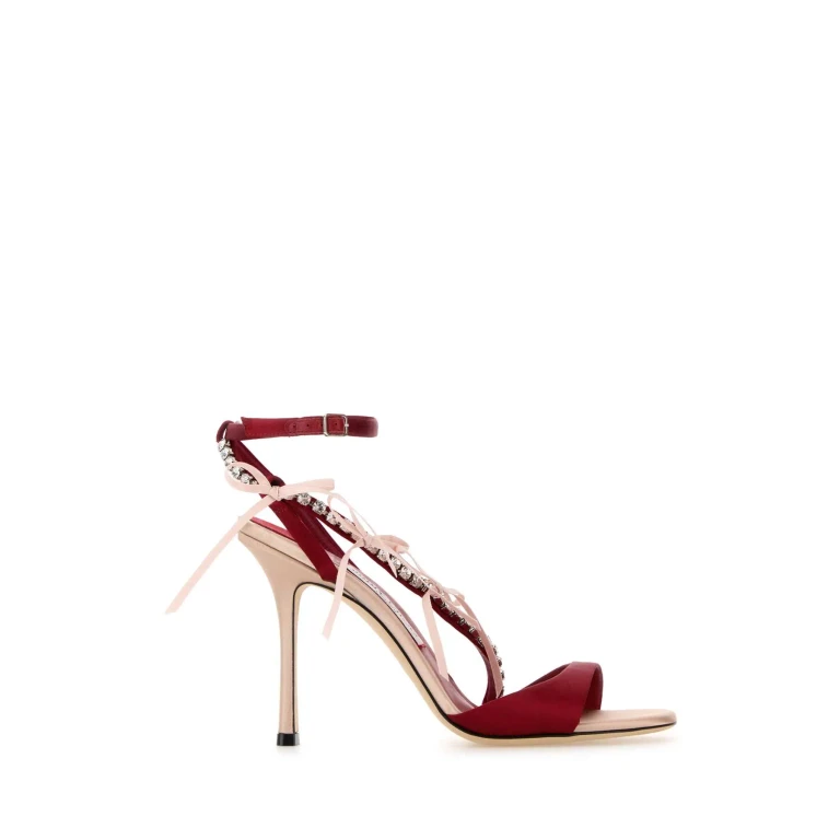 Jimmy Choo Red Satin Lula 100 Sandals