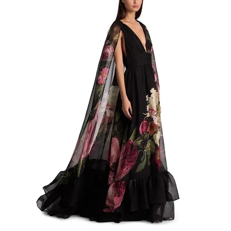 Alice and Olivia Roya Cape Gown