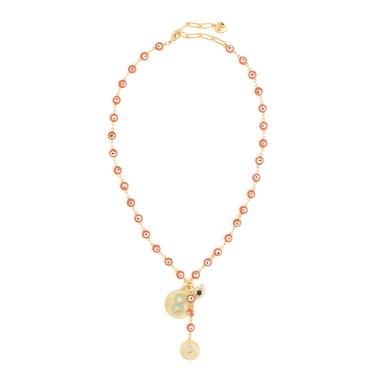 Elizabeth Cole Galia Necklace Orange One Size