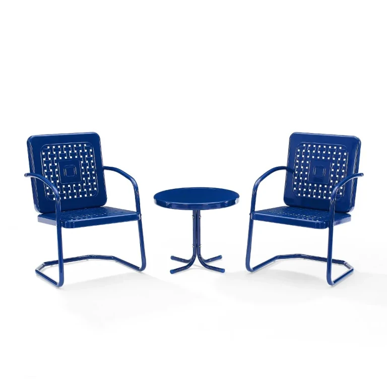 Set de bistro Bates de 3 piezas en metal azul marino brillante