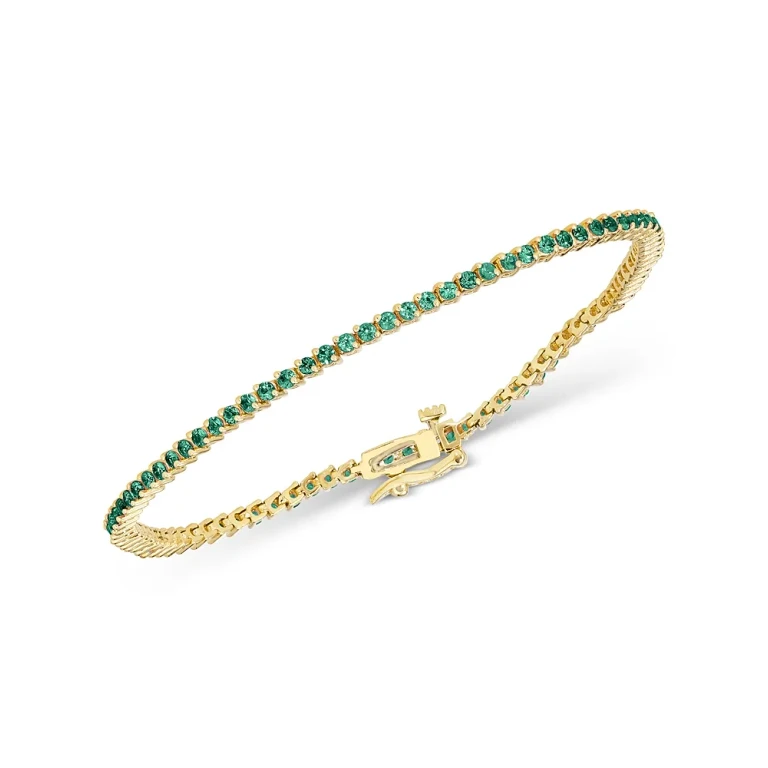Emerald Tennis Bracelet in 14K Yellow Gold