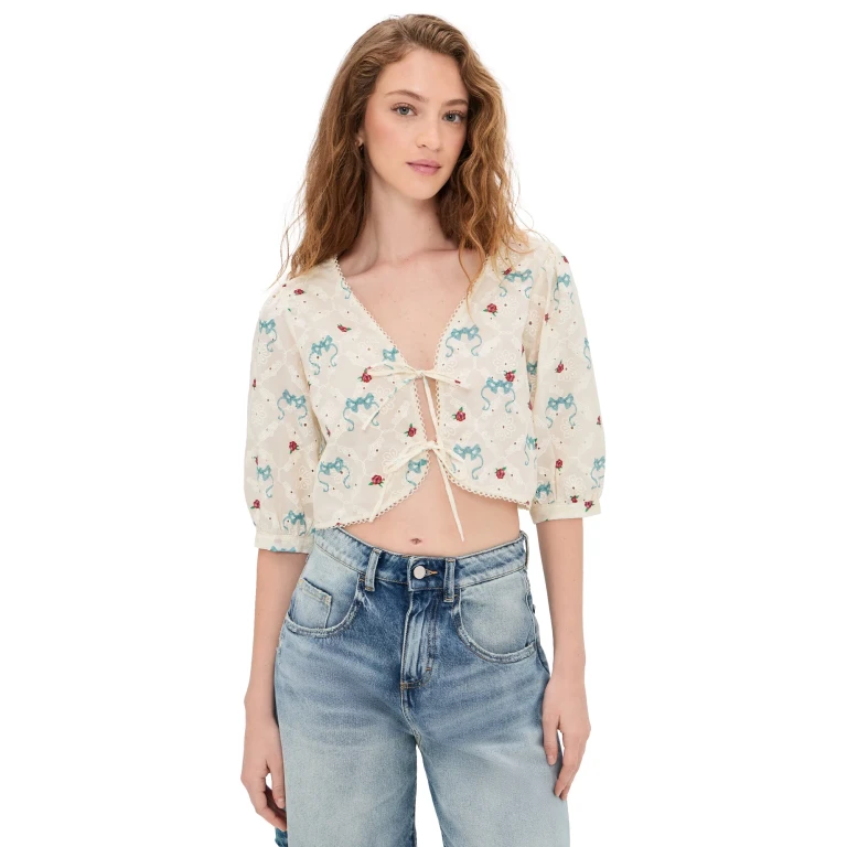 Agua Bendita Salem Cherish Eyelet Crop Top Multicolor S