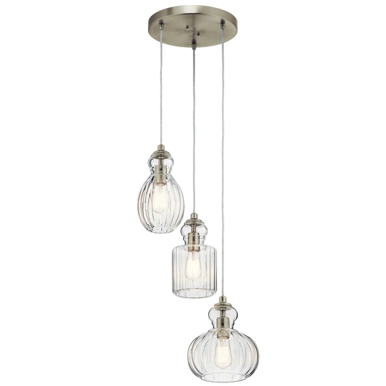 Riviera Pendant 3-Light in Brushed Nickel