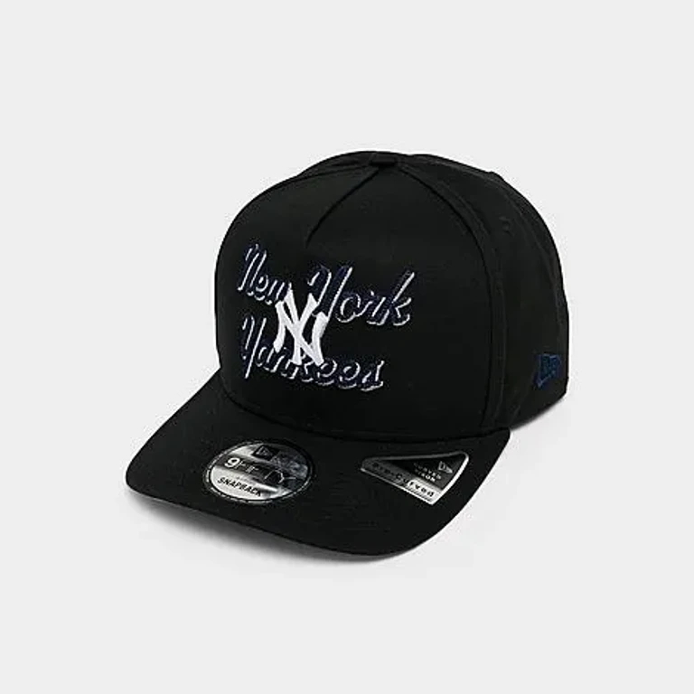 New Era New York Yankees MLB Chainstitch 9FIFTY A-FRAME Snapback Hat in Black/Navy