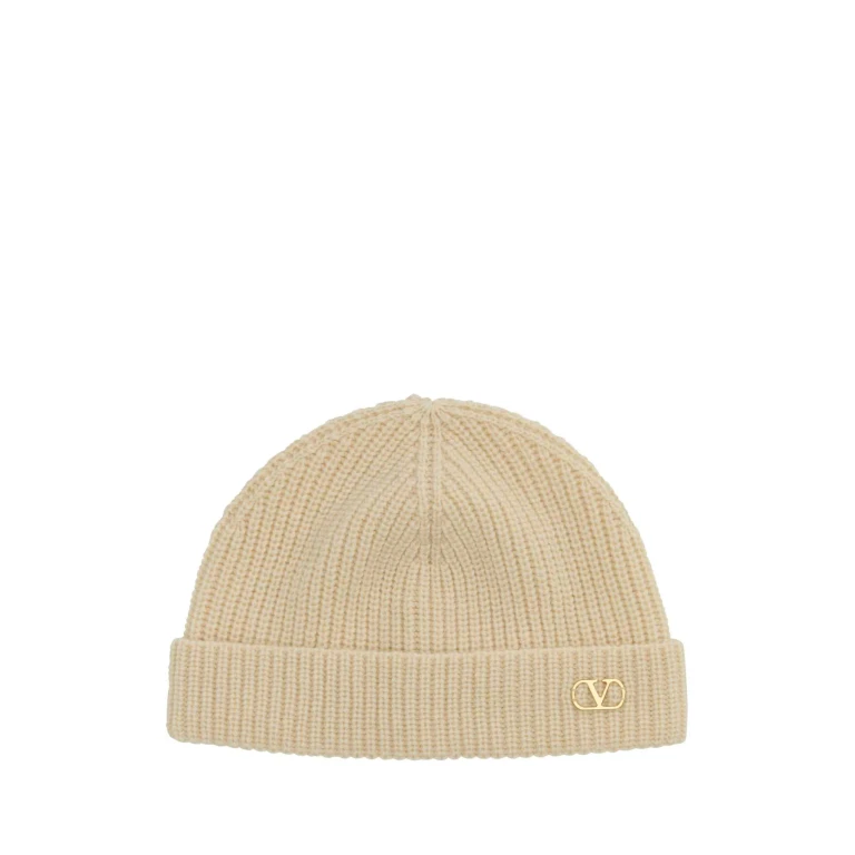 Valentino Garavani Sand Cashmere Beanie Hat