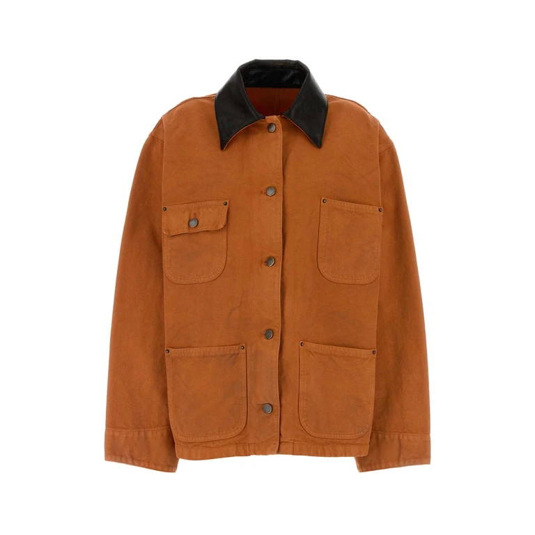 Prada Orange Denim Jacket Arancio Exterior: Cotton Giubbini - Women