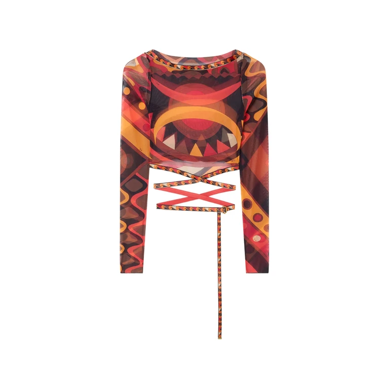 Pucci Vivara Print Tulle Crop Top