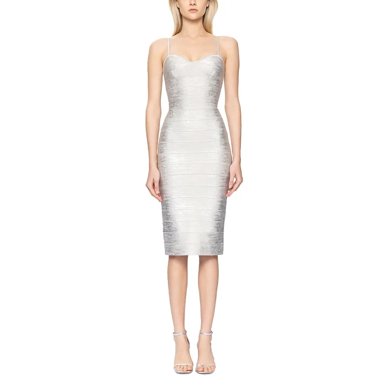 Herve Leger Strappy Sweetheart Neck Bandage Dress