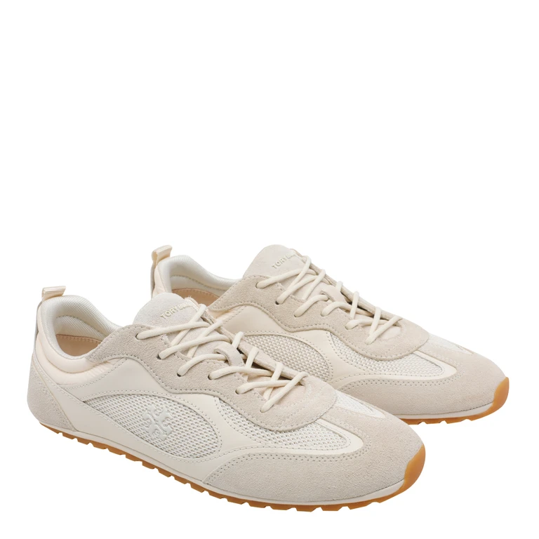 Tory Burch Field Sneakers In Olive Suede And Mesh