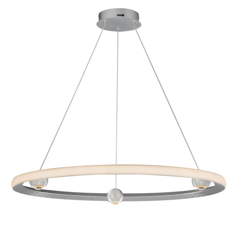 Brushed Aluminum LED Pendant from the Nodes Collection