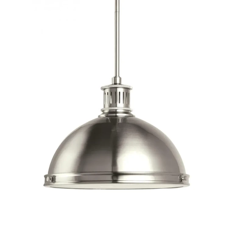 Brushed Nickel Two Light Pendant from the Pratt Street Metal Collection