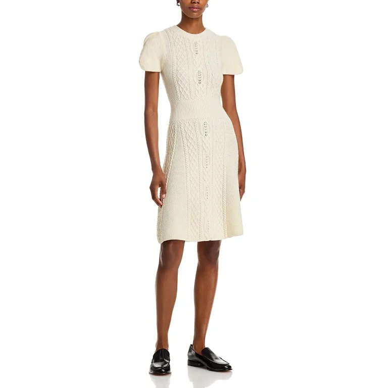 3.1 Phillip Lim Wool Cable Knit Mock Neck Dress