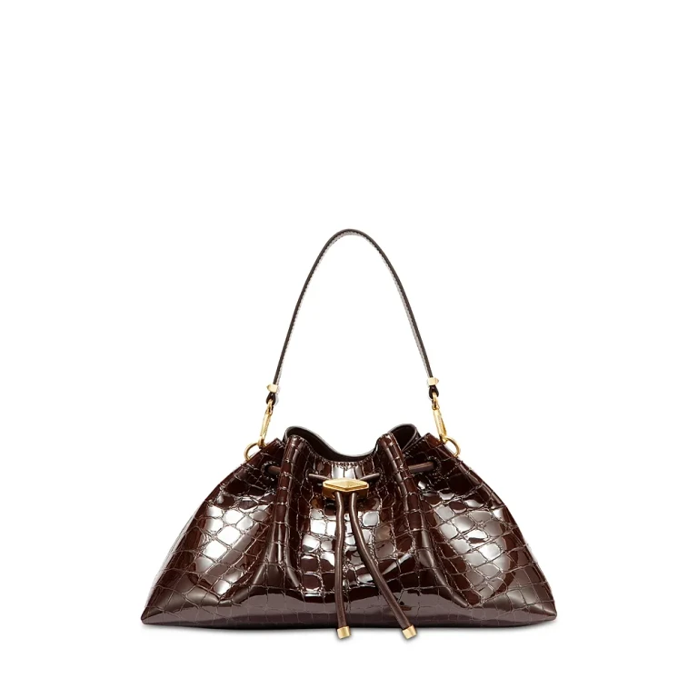 Jimmy Choo Cinch M Shiny Embossed Leather Shoulder Bag