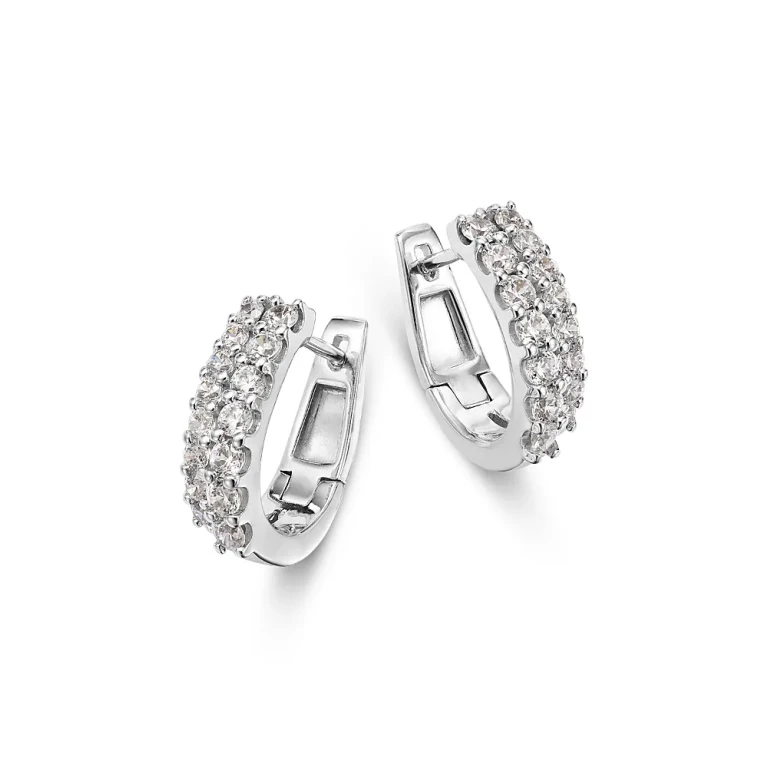 Diamond Double Huggie Hoop Earrings in 14K White Gold, 1.0 tcw