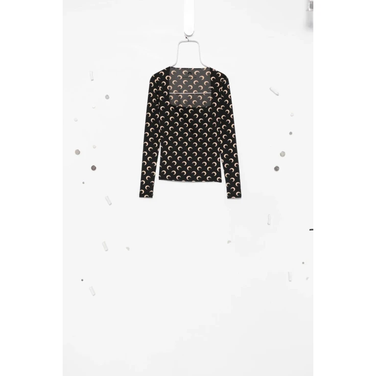 Marine Serre Moon Print Square-neck Top