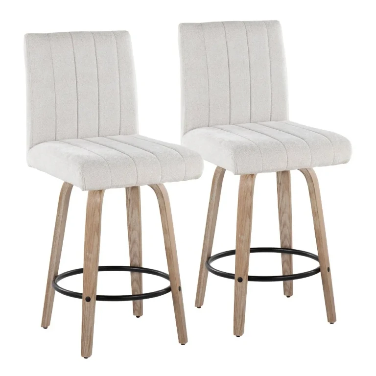 Hank 26" Light Gray and Whitewashed Swivel Counter Stools - Set of 2