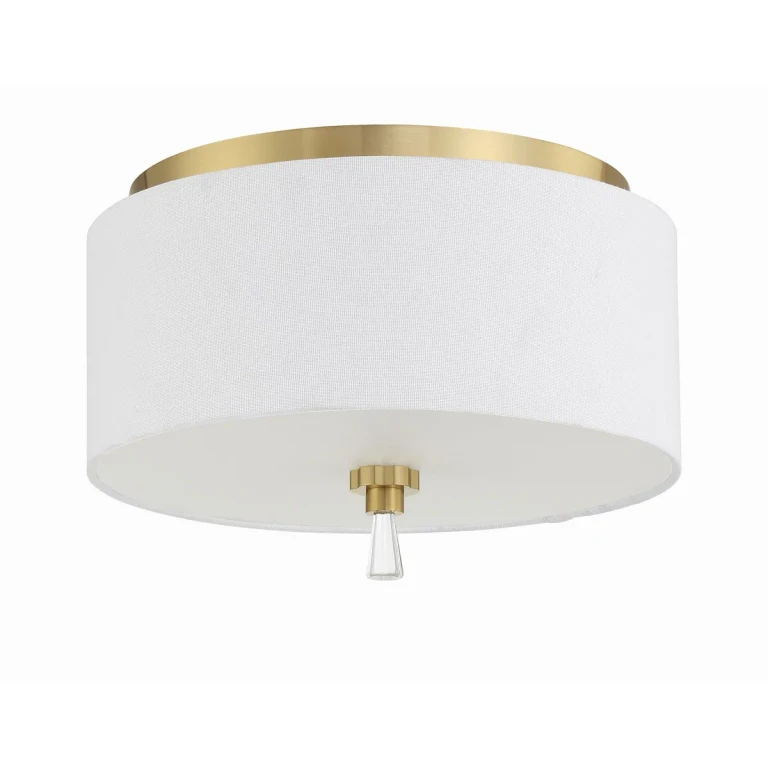 Satin Brass Two Light Flushmount from the Fortuna Collection
