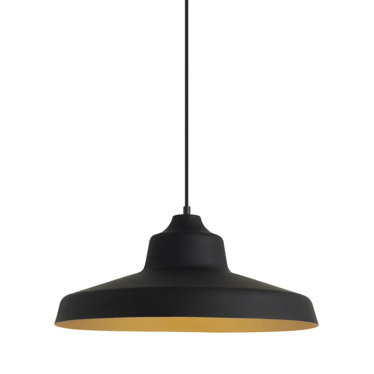 Zevo 1-Light Pendant in Black with Gold