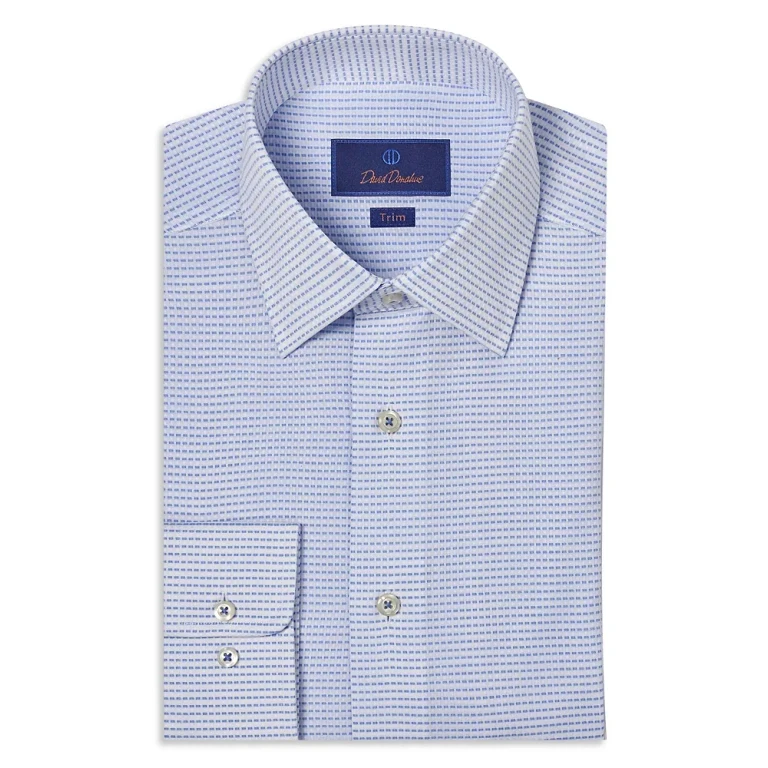 David Donahue Horizontal Dobby Trim Fit Dress Shirt