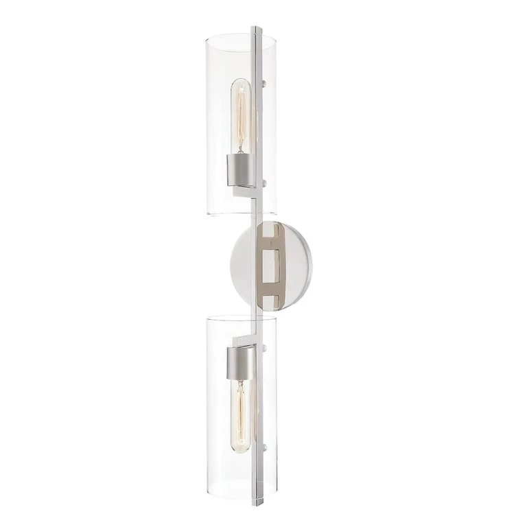 Polished Nickel Two Light Wall Sconce from the Ariel Collection