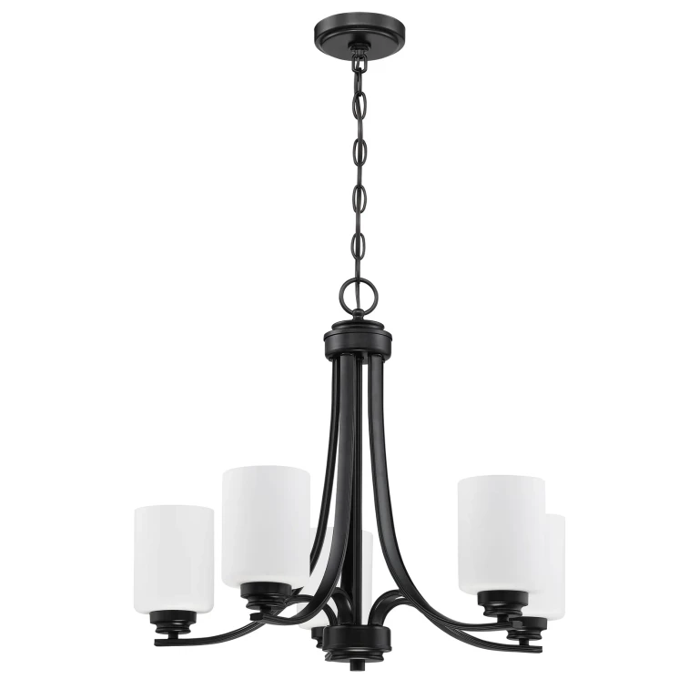 Flat Black Five Light Chandelier from the Bolden Collection
