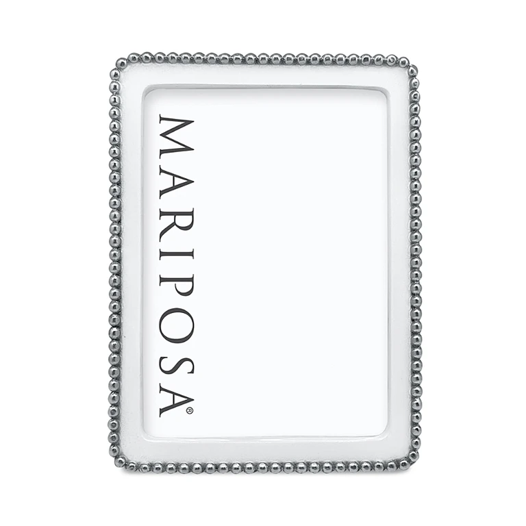Mariposa Beaded White Picture Frame, 5 x 7