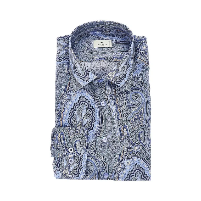Camisa Etro de algodón con estampado Paisley para hombre, talla 42