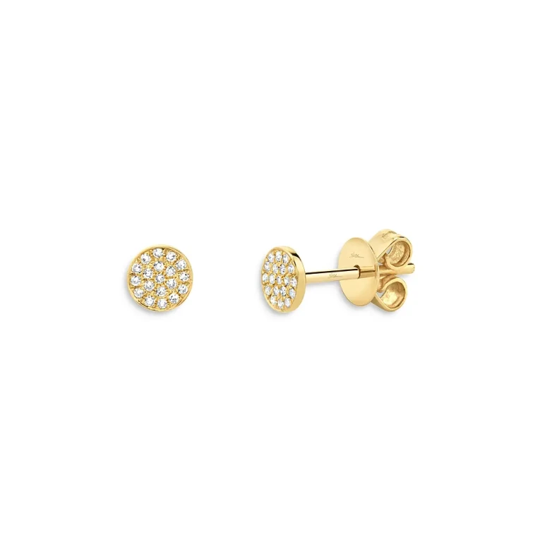14K Yellow Gold Diamond Circle Stud Earrings - Exclusive