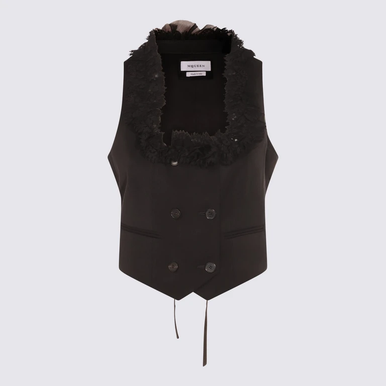 Alexander McQueen Black Wool Top