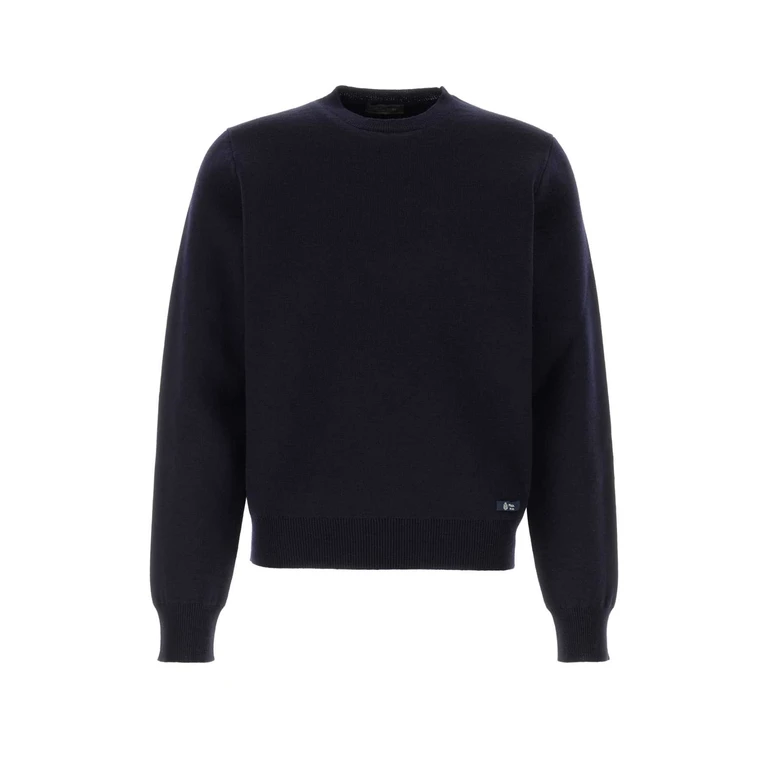 Prada Dark Blue Wool Blend Sweater Bleu Exterior: Virgin Nylon Maglieria - Men