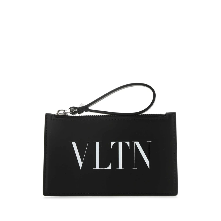 Valentino Garavani Black Leather Card Holder 0ni Portafogli - Men