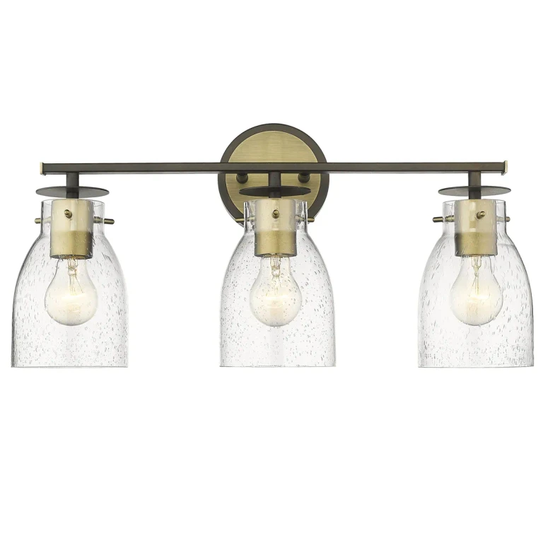 Oil Rubbed Bronze and Antique Brass Three Light Vanity from the Shelby Collection
