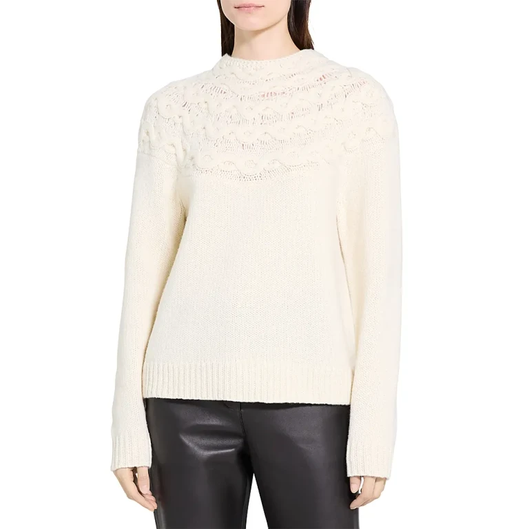 Theory Cable Yoke Wool Cashmere Sweater