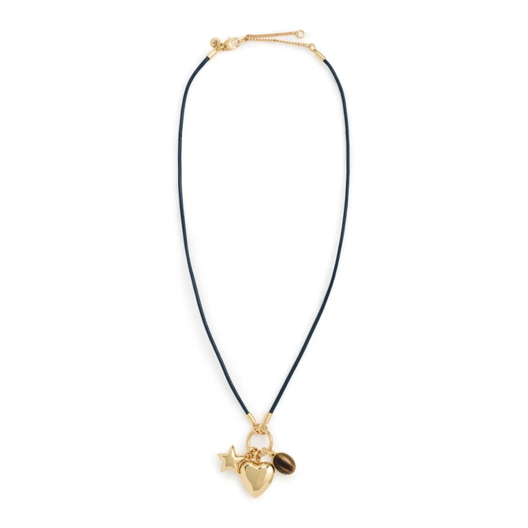 Madewell Heart Charm Cord Necklace Antique Gold One Size