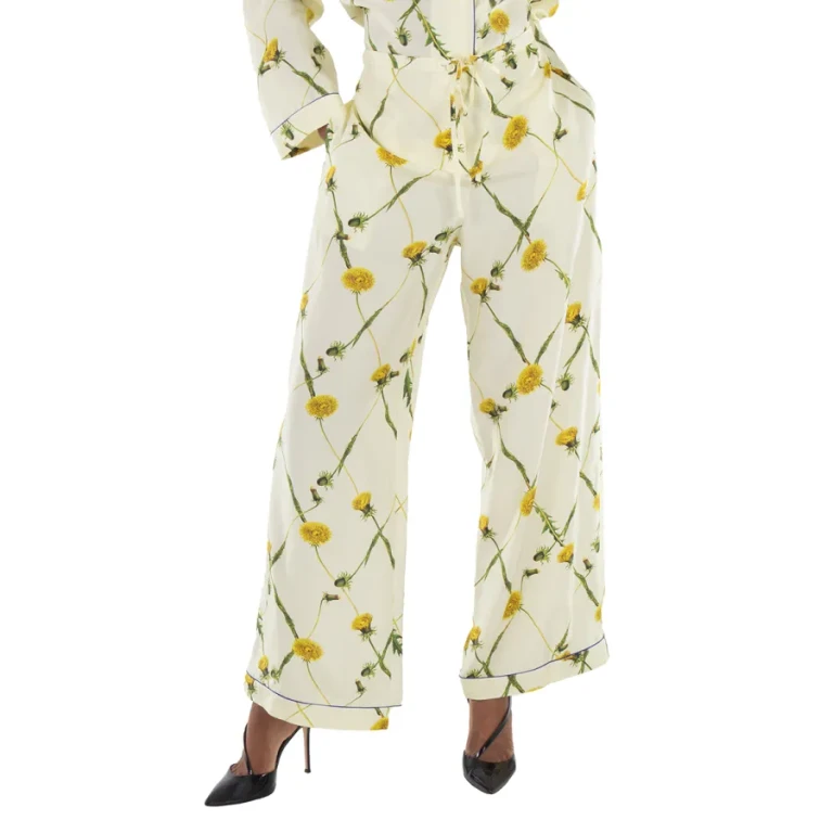 Burberry Drawstring Floral-Print Silk Pants