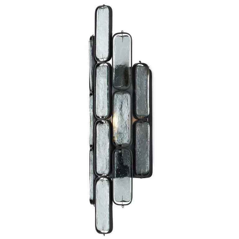 Clear Satin Black Wall Sconce from the Centurion Collection
