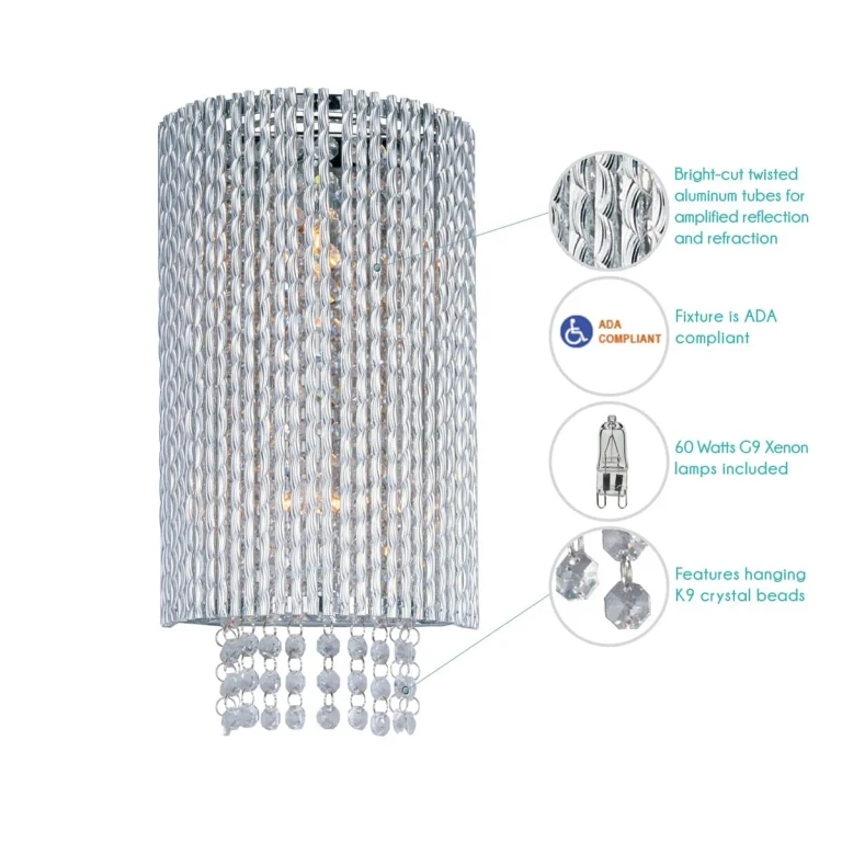 ET2 Spiral 2-Light Xenon Wall Light in Polished Chrome - E23131-10PC