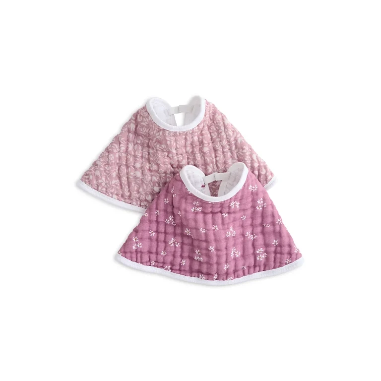 Aden and Anais Girls' Floral Muslin Burpy Bibs, 2 Pack
