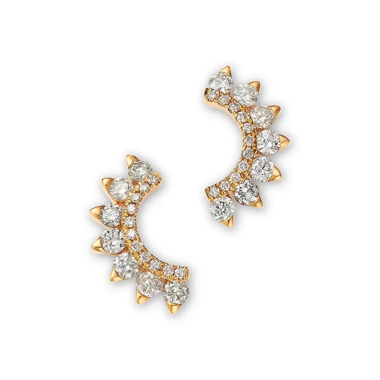 Diamond Ear Climbers in 14K Yellow Gold, 0.56 tcw