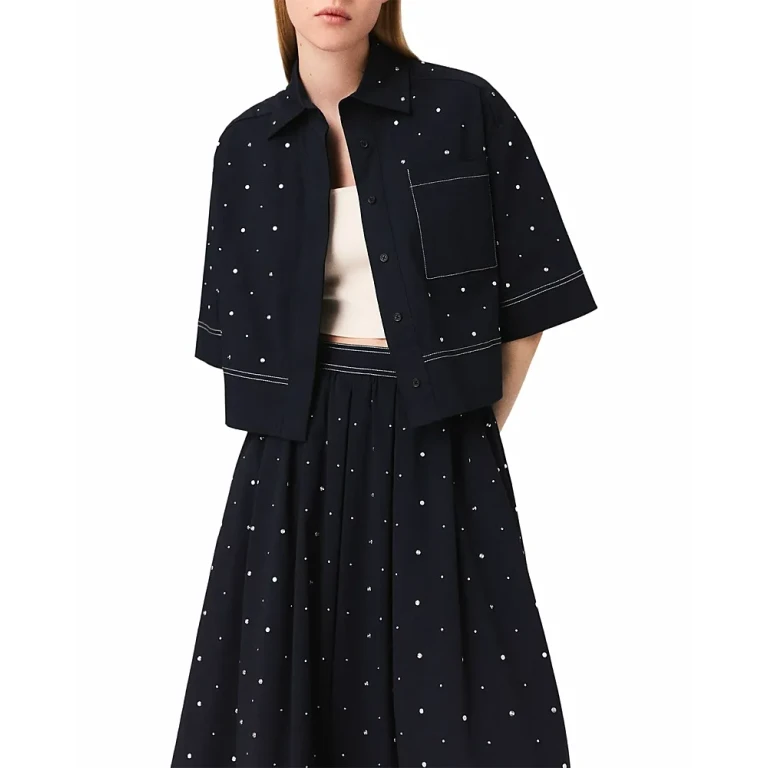 Maje Studded Cropped Shirt