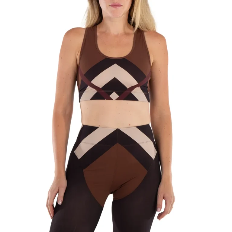 Burberry Dark Birch Brown Immy Chevron Check Print Cropped Top