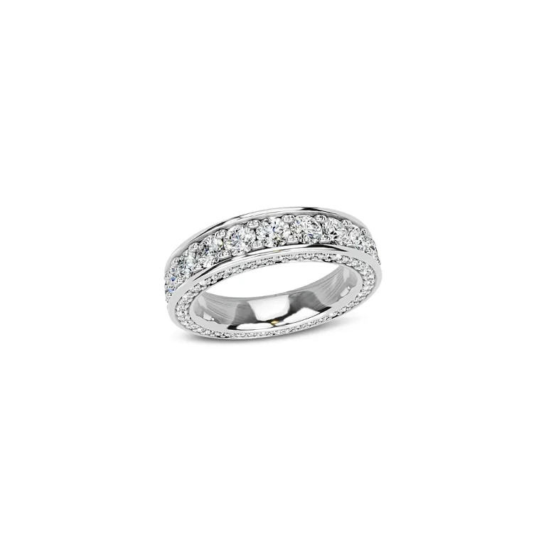 Diamond Three Side Eternity Band in 14K White Gold, 3.0 tcw
