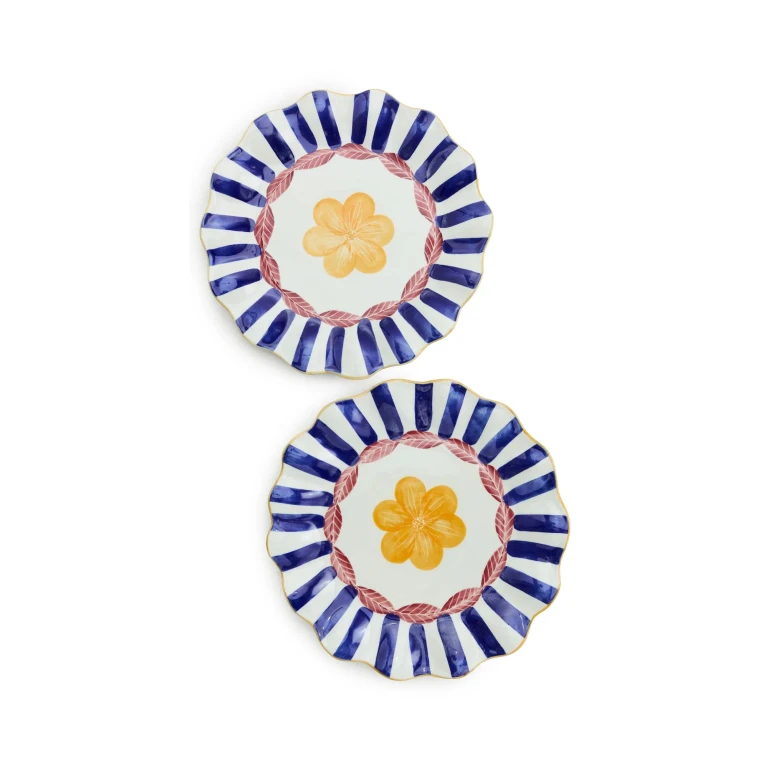 Carolina K Etched Flower Center Plate Set of Two Etched Flower Multi One Size