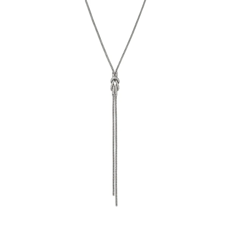 John Hardy Sterling Silver Love Knot Diamond Lariat Necklace, 18-20