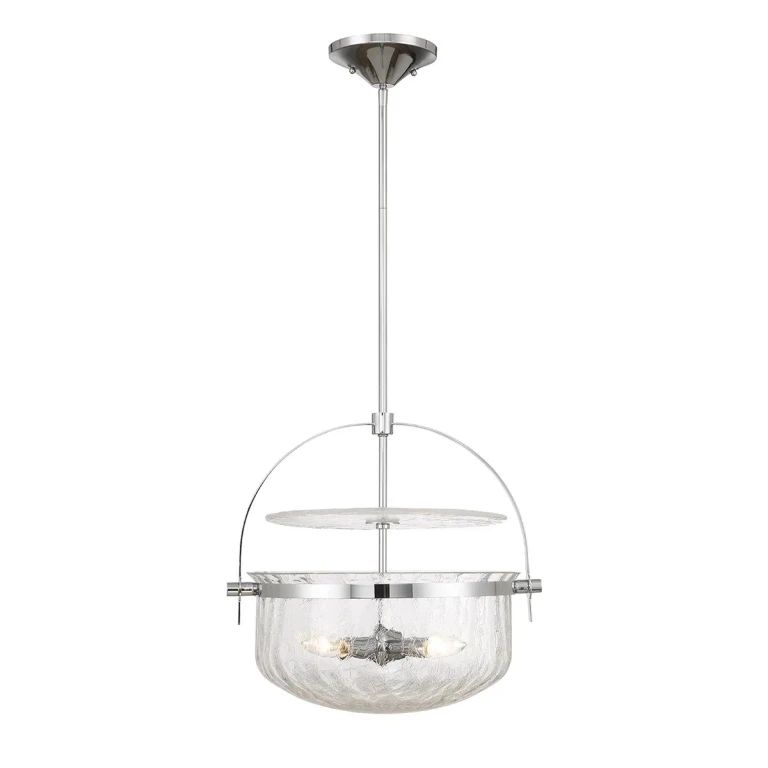 Polished Chrome Four Light Convertible Semi-Flush Pendant from the Denmar Collection
