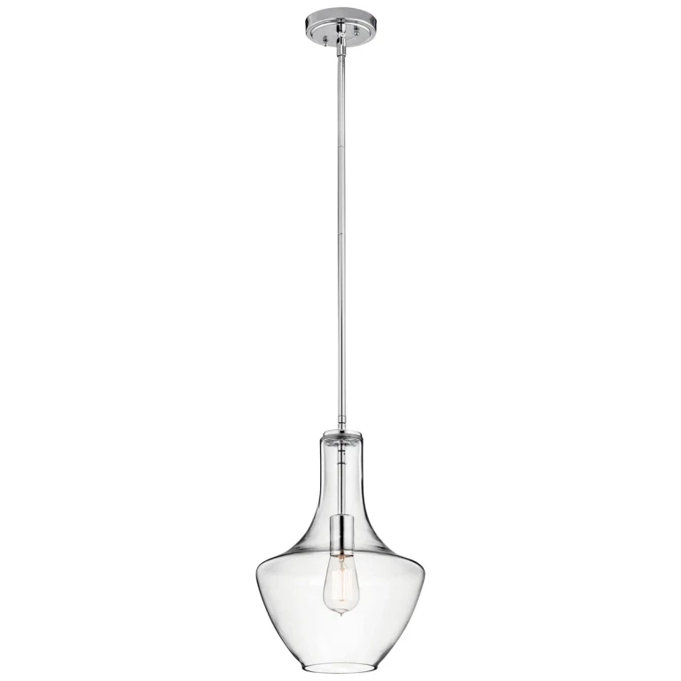 Chrome One Light Pendant from the Everly Collection