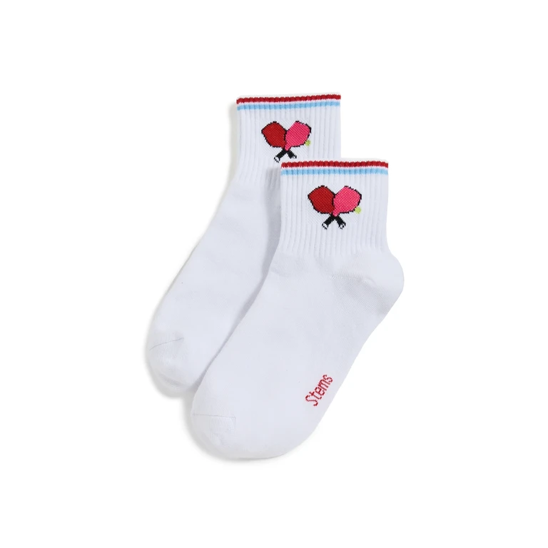 Stems Pickle Ball Ankle Socks Red One Size