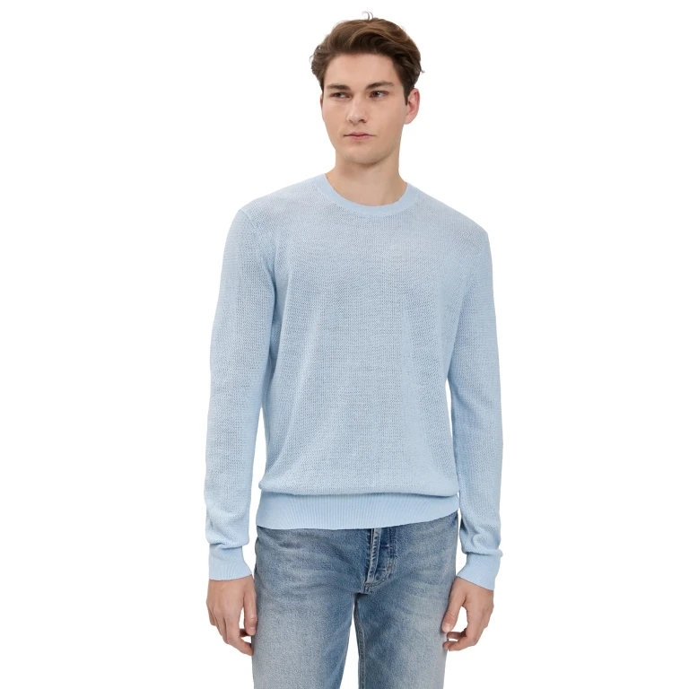 Polo Ralph Lauren Original Label Linen Crewneck Sweater Beryl Blue XS