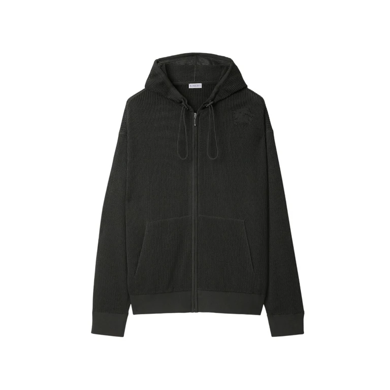 Burberry Silk-Cotton Mesh Zip-Up Hoodie