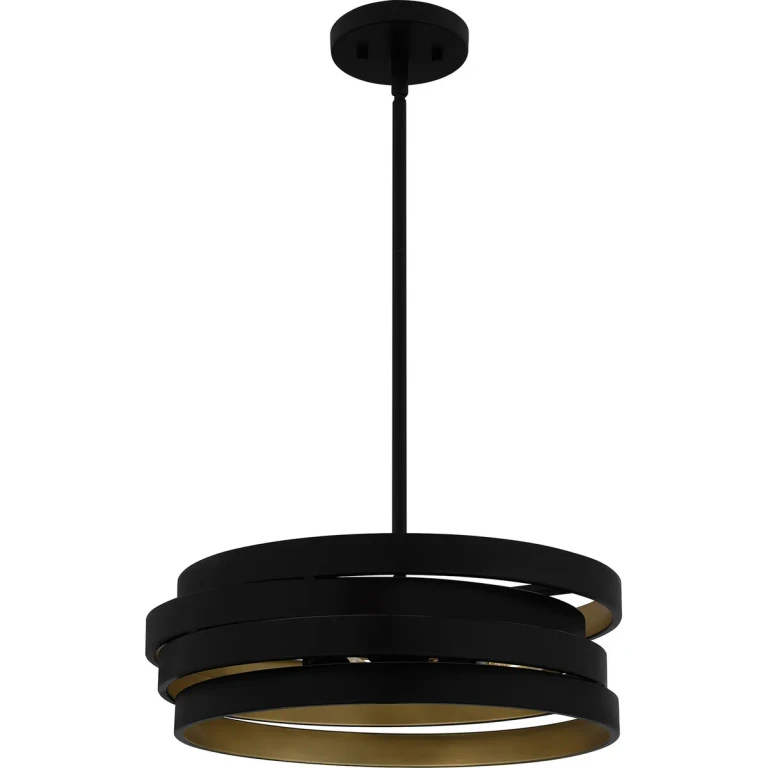 Matte Black Three Light Pendant from the Quoizel Pendant Collection